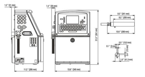 環(huán)保型電腦噴碼機(jī)平面參數(shù)圖：